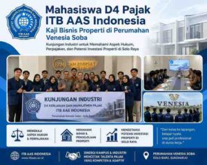 Program Studi D4 Kebijakan dan Manajemen Pajak ITB AAS Indonesia kembali menunjukkan komitmennya dalam menyelaraskan pembelajaran akademik dengan kebutuhan dunia industri melalui kegiatan Kunjungan Industri (KI) ke Perumahan Venesia Soba, salah satu kawasan hunian premium yang berlokasi di Solo Baru.